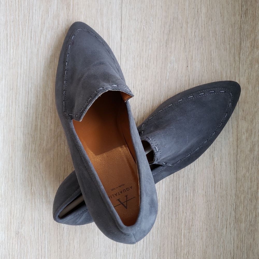 Aquatalia Grey Suede Piera Loafer